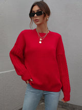 Solid Color Round Neck Twisted Rope Top