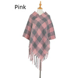 Thick Tassels Padded Plaid Shawl Cloak