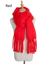 Thick Solid Color Long Tassels Scarf