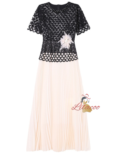 Black Sequins Short Sleeve Mother Of The Bride Dress