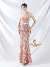 Spaghetti Straps Mermaid Sequins Prom Dress