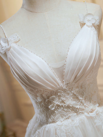 Ivory White Straps Tulle Lace Homecoming Dress