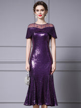 Burgundy Sequins Beading Mother Of The Bride Dress