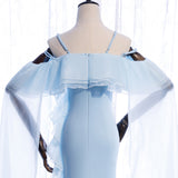 Blue Mermaid Spaghetti Straps Prom Dress