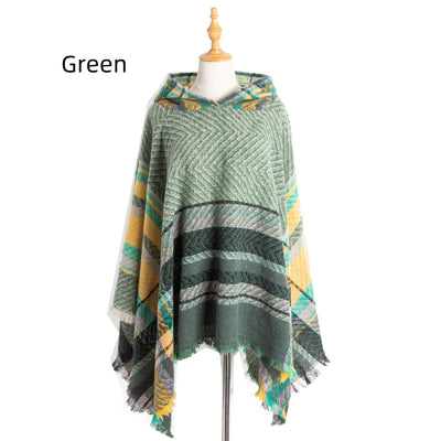 Women Cape Hooded Shawl Cloak