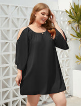 Large Size Round Neck Split Dress