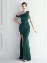 One Shoulder Split Prom Dress