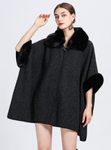 Wool Collar Shawl Cloak Knitted Woolen Coat