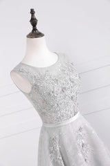 Silver Gray Lace Appliques Homecoming Dress