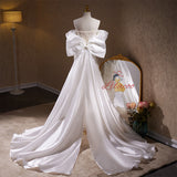 White Mermaid Sequins Pearls Wedding Dress
