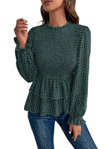 Lotus Leaf Polka-dot Printed Shirt