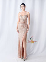 Mermaid Sequins Spaghetti Straps Prom Dress