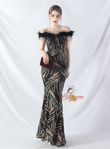 Mermaid Sequins Off the Shoulder Split Prom Dress