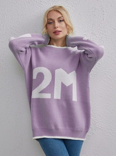 Women Loose Letter Warm Sweater