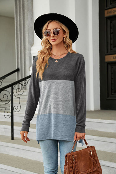Round Neck Loose Long Sleeve T-shirt