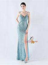 Mermaid Sequins Spaghetti Straps Prom Dress