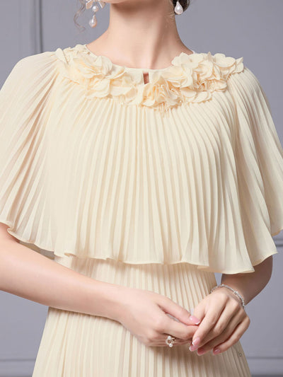 Champagne Chiffon Flower Mother Of The Bride Dress