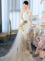 White Mermaid Lace Long Sleeve Wedding Dress