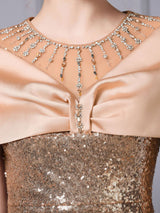Gold Sequins Beading Crystal Mother Of The Bride Dress