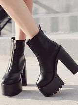 Thick-heeled High-heeled Zipper Martin Boots