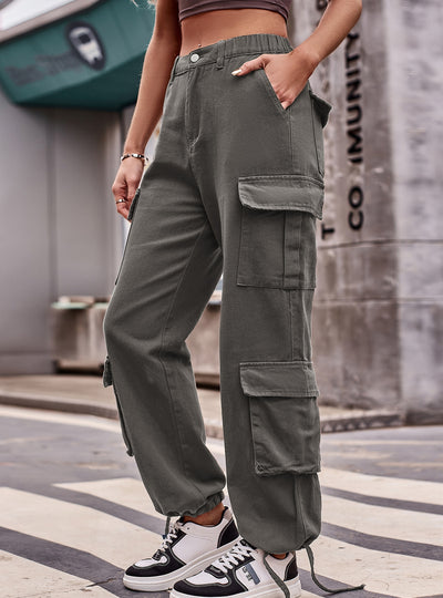Loose Drawstring Overalls Denim Pant