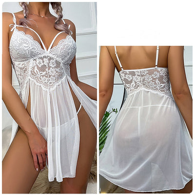 Sexy Mesh Perspective Lace Sling Nightdress Pajamas