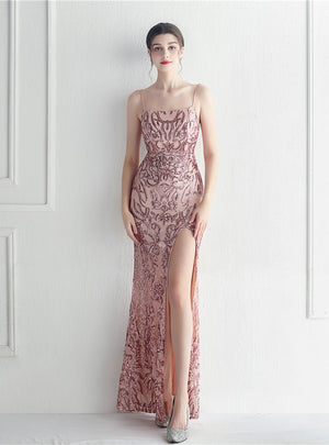 Mermaid Backless Sequins Beading Prom Dress