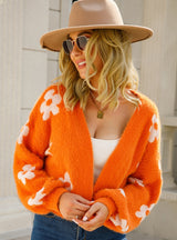 Women Short Flower Sweater