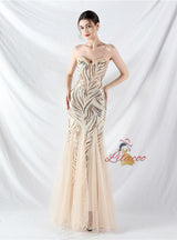 Mermaid Strapless Sequins Prom Dress