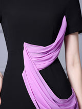 Black Pleated Mother Of The Bride Dress