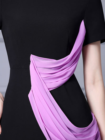 Black Pleated Mother Of The Bride Dress