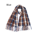 Black and White Fringed Plaid Scarf Shawl