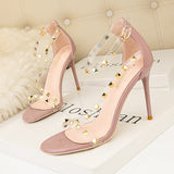 Ultra-high Heel Rivet Tip Transparent Sandal