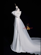 White Mermaid Flower Off the Shoulder Wedding Dress