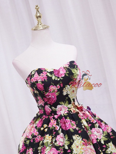 Simple Black Print Homecoming Dress