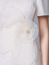 White Short Sleeve Lace Mother Of The Bride Dress