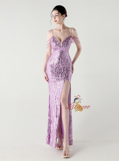 Mermaid Spaghetti Straps Beading Prom Dress