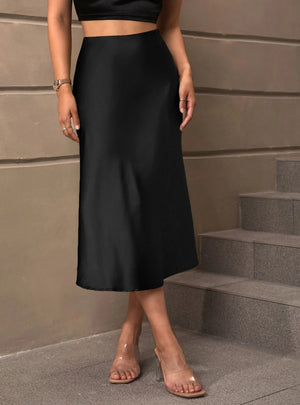 Slim Satin High Waist Long Fishtail Skirt