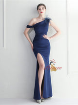 Mermaid One Shoulder Split Prom Dress
