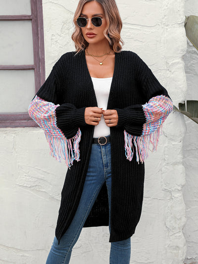 Fringed Long Sleeve Knitted Sweater