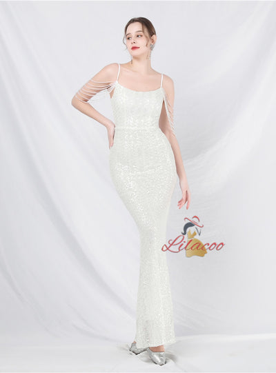 Mermaid Sequins Spaghetti Straps Prom Dress