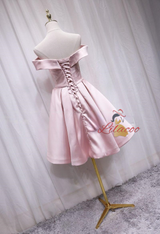 Simple Pink Satin Homecoming Dress