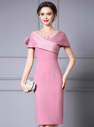 Burgundy Beading Flower Mother Of The Bride Dress