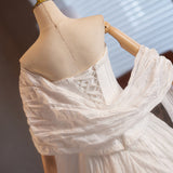A-Line White Strapless Wedding Dress