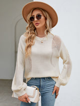 Hollow Pullover Round Neck Sweater