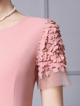 Pink Scoop Short Sleeve Mother Of The Bride Dress