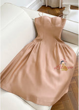 Champagne Suspenders Slim Prom Dress
