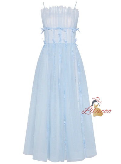 Light Blue Tube Top Suspender Dress