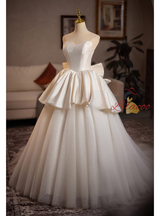 Ivory White Satin Tulle Wedding Dress