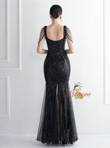 Sequins Mermaid Straps Beading Prom Dress